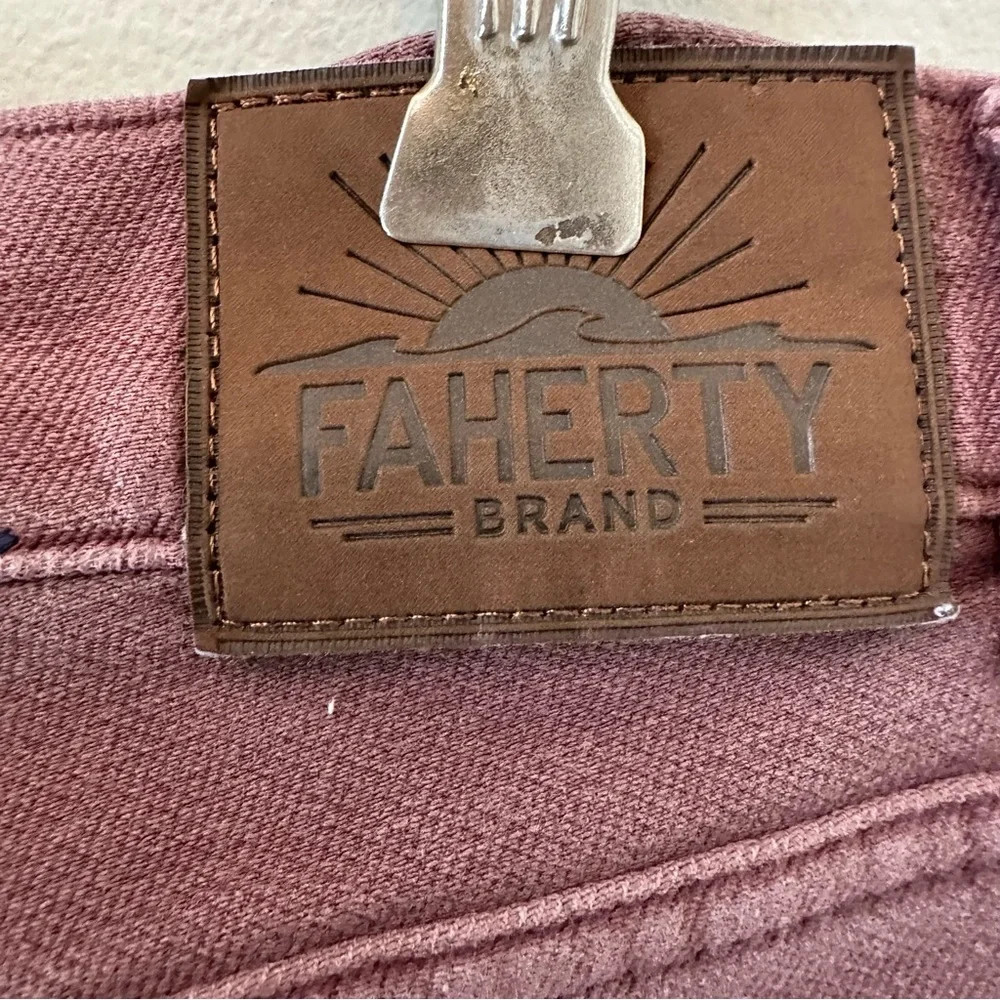 Faherty stretch Terry 5 pockets pants jeans fall burgundy slim straight Size 38